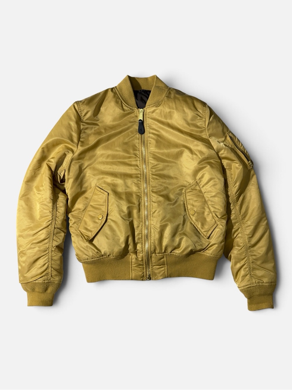 Alpha Industries L Large slim fit mustard gold flyers intermediate MA-1 bomber
